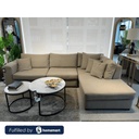 Red Beech Wood L-Shape Sofa - Beige