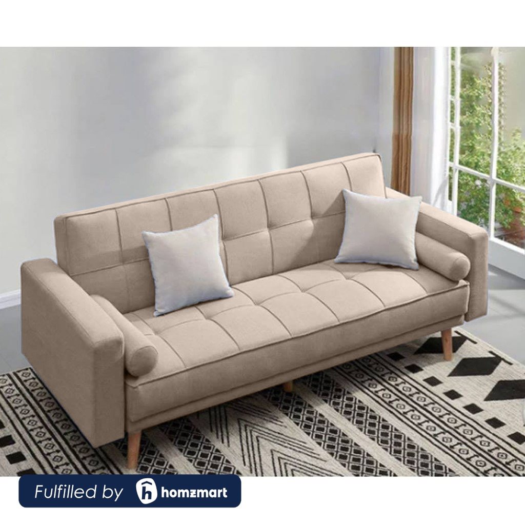 Beech Wood and Velvet Fabric Sofa Bed