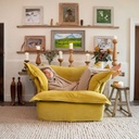 Beech Wood and Linen Arm Chair - Yellow