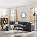 Beech Wood and Velvet Fabric 4 Seats Sofa - Grey