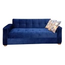 White Beech Wood and Velvet Fabric Sofa Bed - Blue