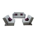 Swedish Wood and Velvet Jaguar Fabric Living Room Set 3 pieces - Grey