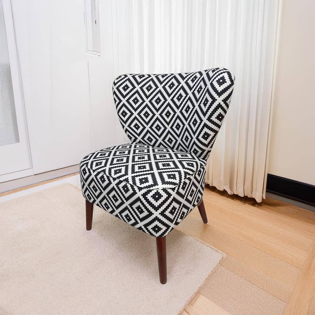 Beech wood and Linen side chair - Black and White