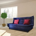 Natural Wood and Venice Fabric Sofa Bed - Dark Blue