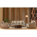 Beech Wood and Linen Modern Living Room Set 3 pieces - Beige