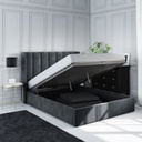 Counter Wood and Velvet Fabric King Bed 120x160x200 cm - Grey