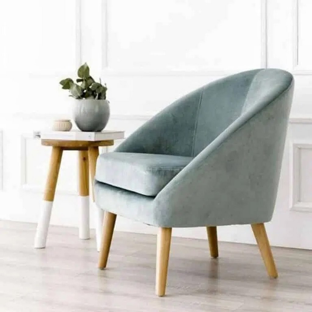 Beech wood and Velvet Side chair - green