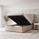 Musky Wood and Velvet Fabric King Bed 120x160x200 cm - Beige