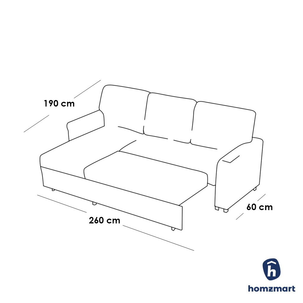 Beech Wood and Jaguar Fabric Sofa Bed