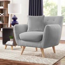 Hammer Velvet and Red Beech Wood Arm Chair - Grey