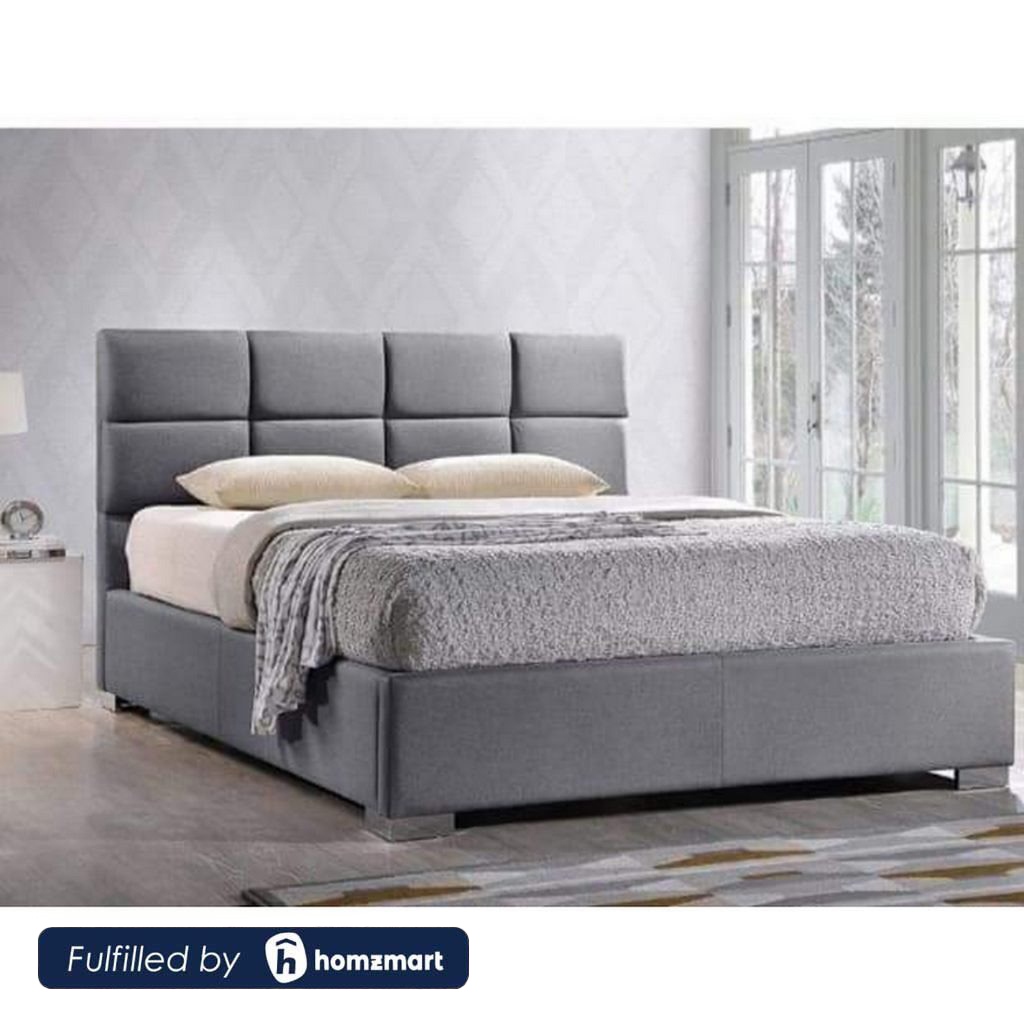 MDF Wood and Hammer Queen Bed - Grey