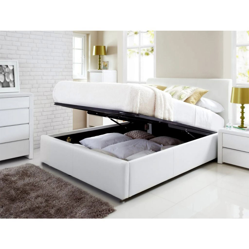 Counter Wood Velvet Single Bed 120×120×200 cm - White