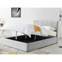 Counter Wood and Velvet Fabric Super King Bed 120x160x200 cm - Grey