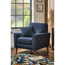 Beech Wood and Linen Arm Chair - Blue