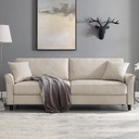 Beech Wood and Linen Fabric 2 Seater Sofa - Beige