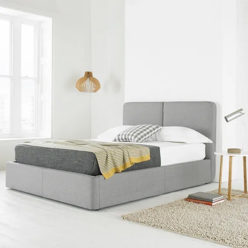MDF and Velvet Fabric King Bed 120x160x200 cm - Grey