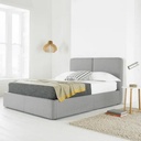 MDF and Velvet Fabric King Bed 120x160x200 cm - Grey