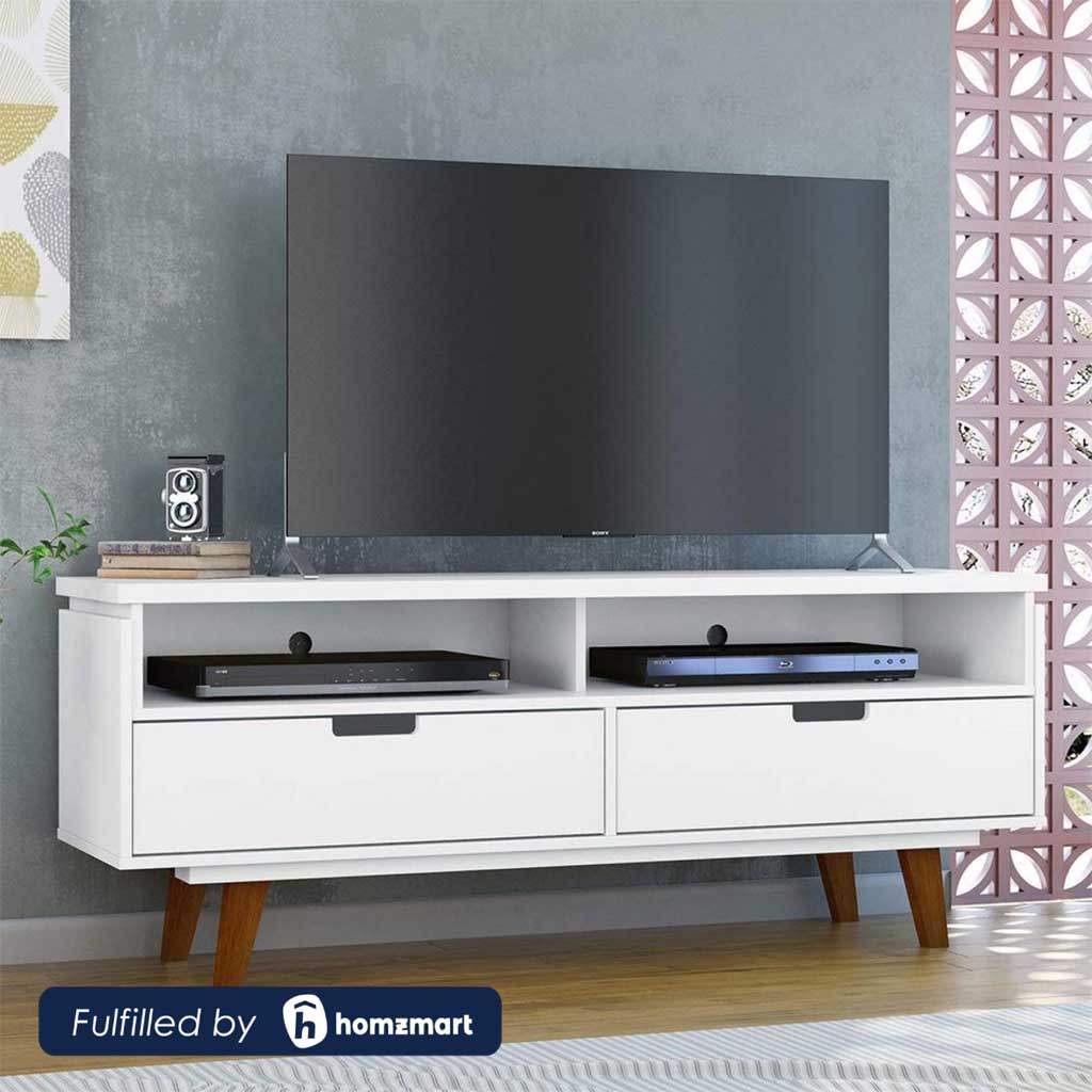 MDF Wood White Tv Unit - 160 × 40 × 55 cm