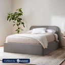 MDF and Velvet Fabric Single Bed 120×195×100 cm - Grey