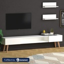 Melamine Wood and PVC Beige and White Tv Set - 30×180×40 cm