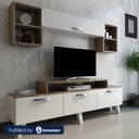 Melamine Wood and PVC Brown and White Tv Set - 135×51×32 cm