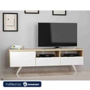 Melamine Wood and PVC Beige and White Tv Unit - 150 × 35 × 46 cm