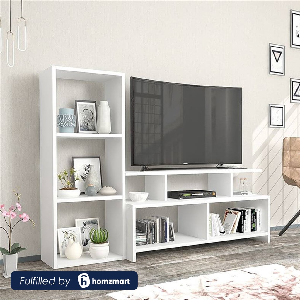 Poly Lackand MDF White Tv Set - 170 × 30 × 180 cm