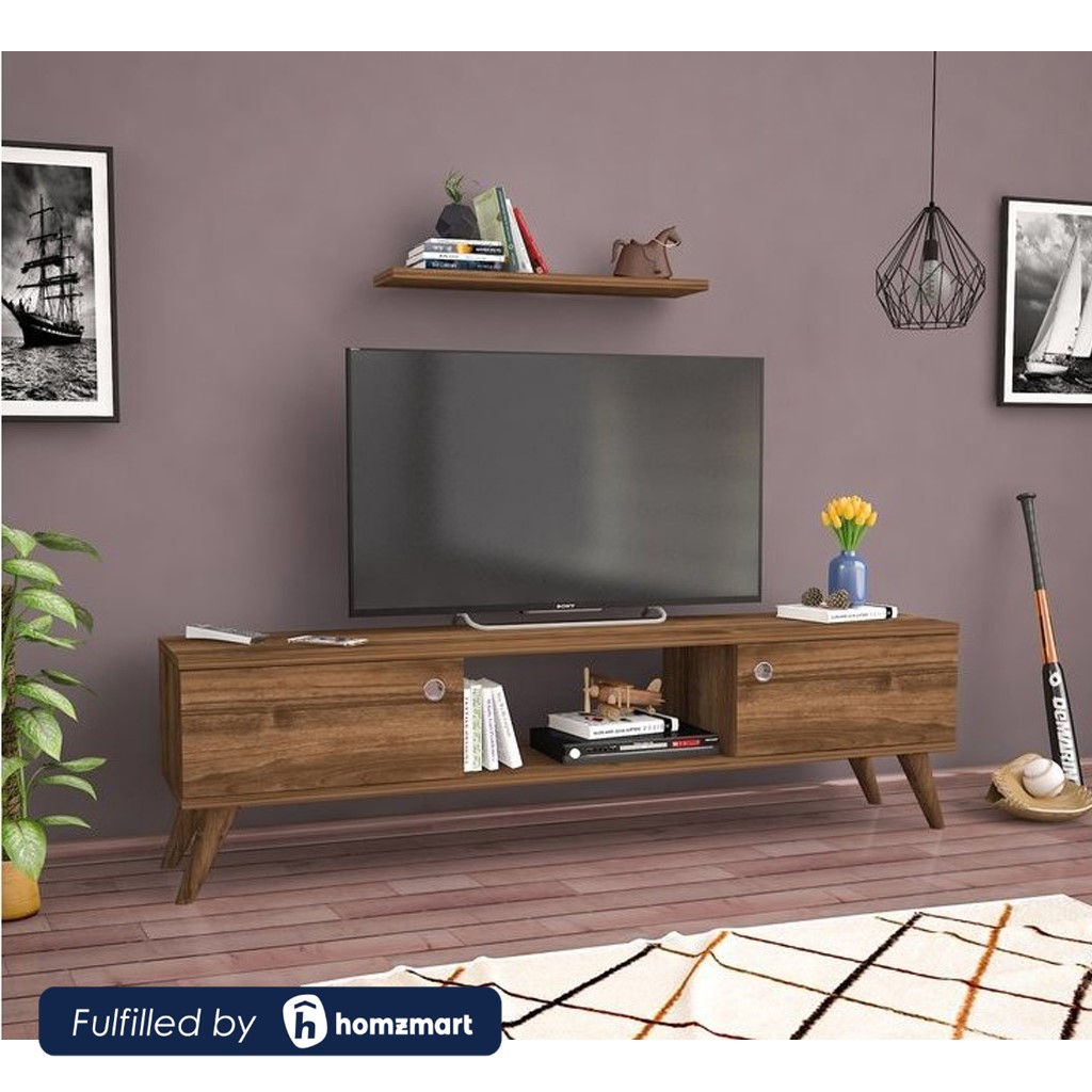 Melamine Wood and PVC Brown Tv Set - 140 × 30 × 39 cm