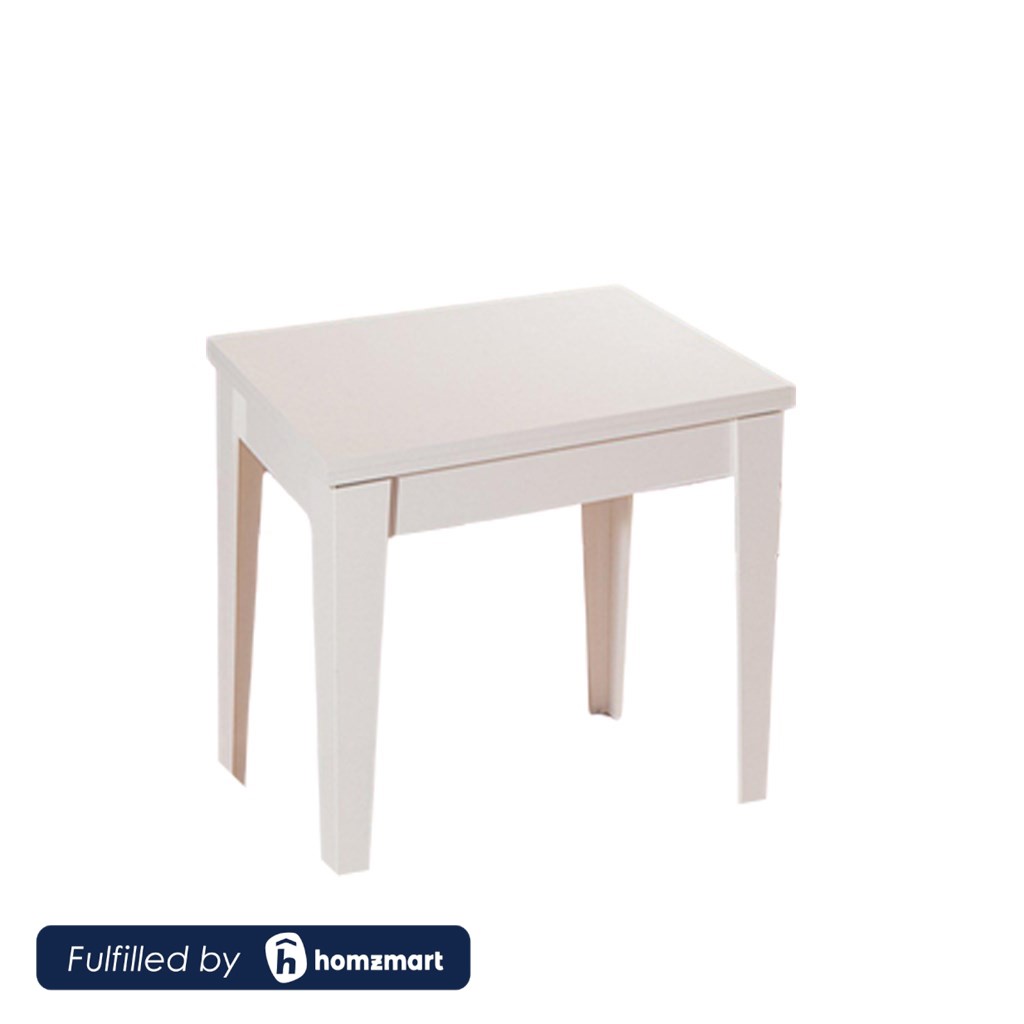 Melamine Wood and PVC Side Table White - 55x55x52 cm