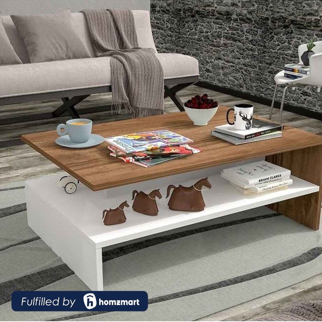 Wood Melamine and PVC Coffee Table White - 90x60x35 cm