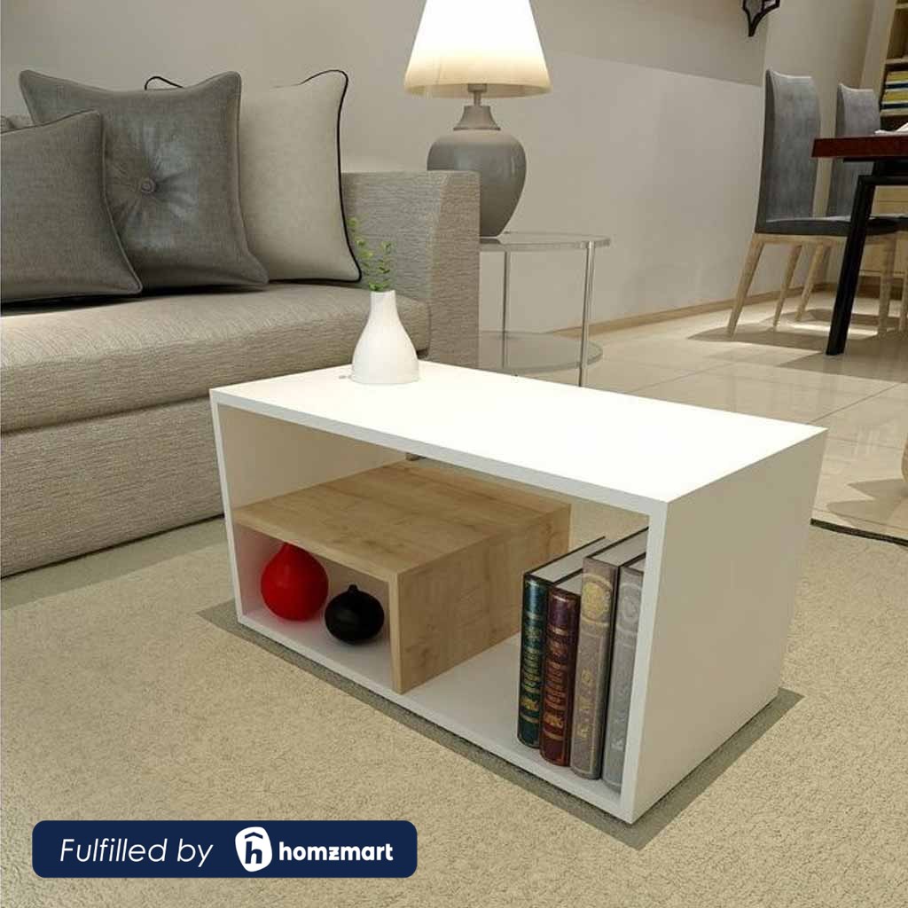 Wood Melamine and PVC Coffee Table Beige - 80x40x40 cm