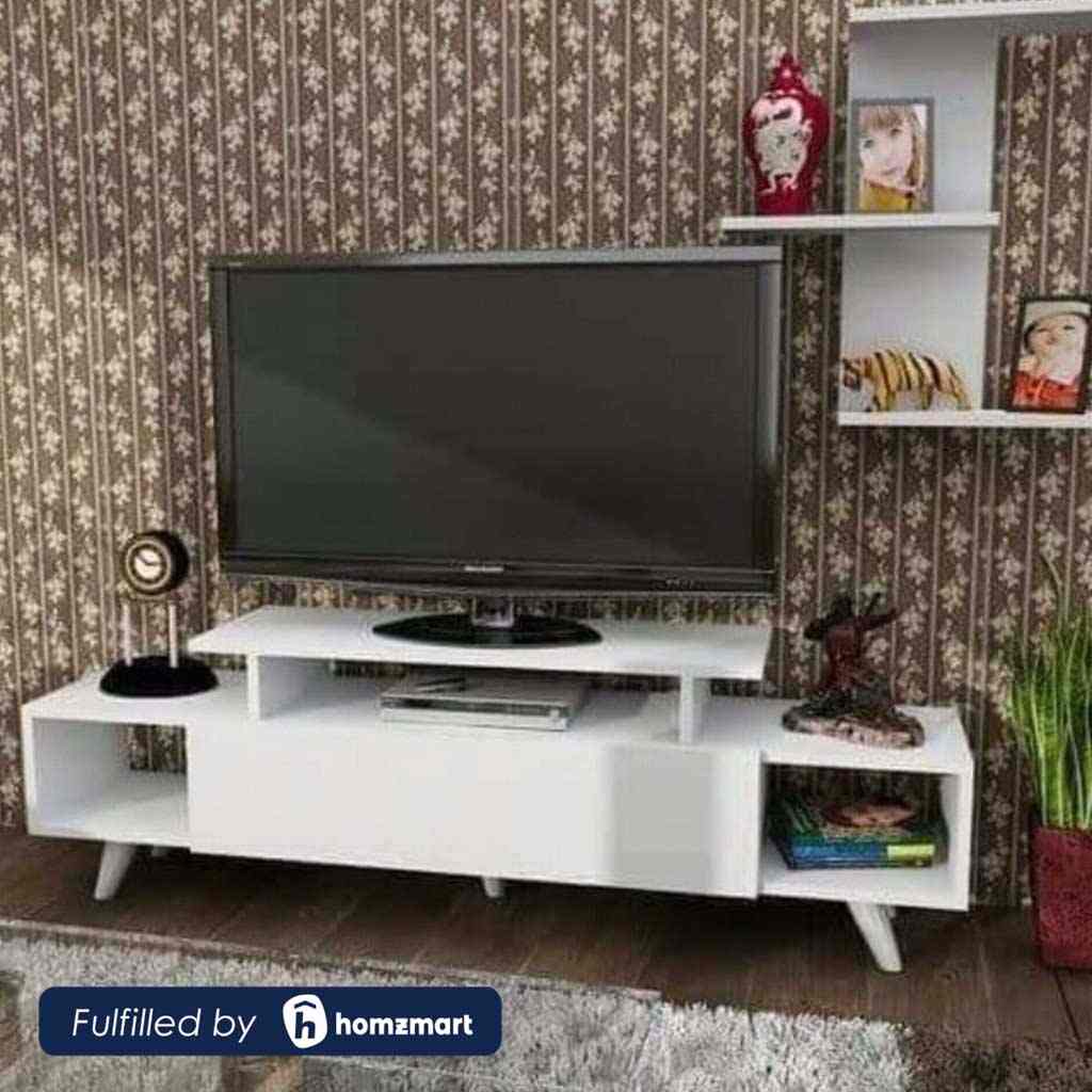 Counter Wood White Tv Unit - 160 × 40 × 45 cm