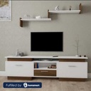 MDF Wood Brown and White Tv Unit - 180 × 30 × 45 cm