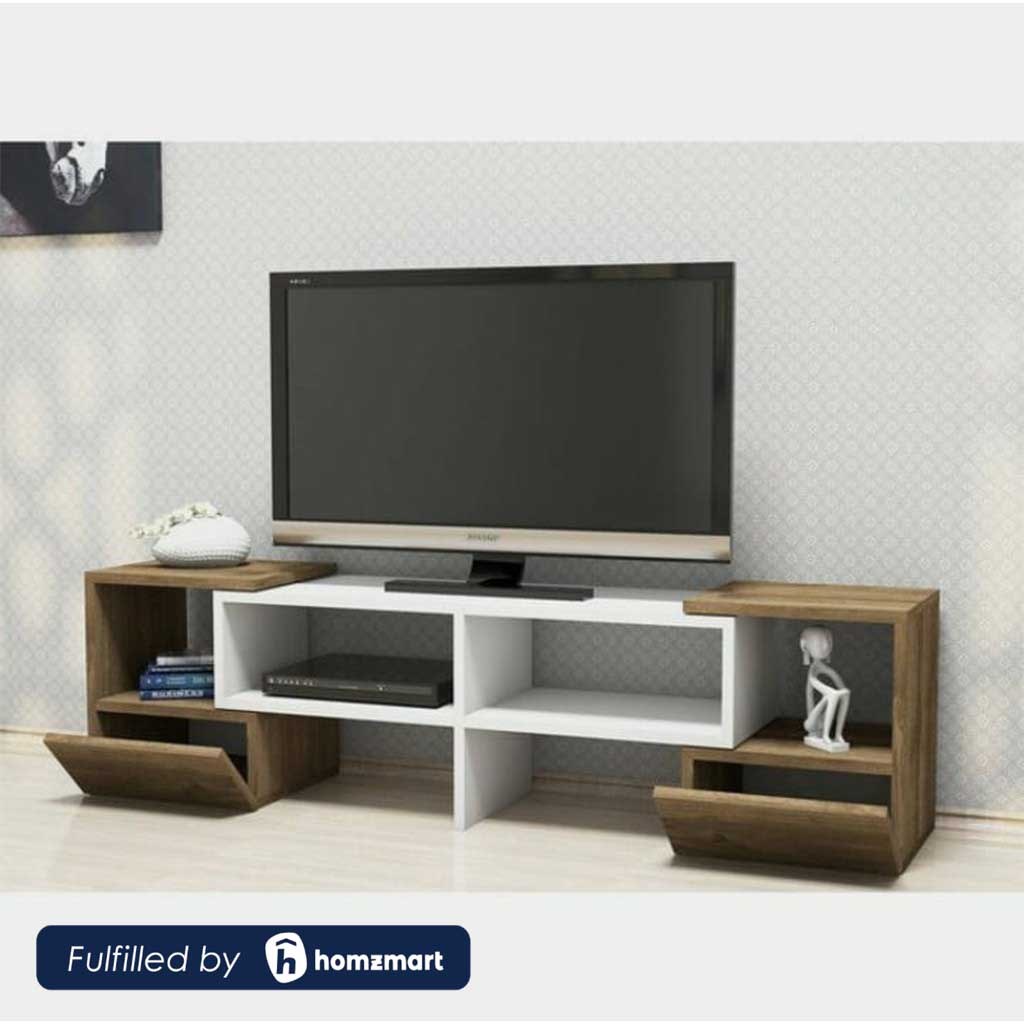 Counter Wood Brown and White Tv Unit - 180 × 30 × 55 cm