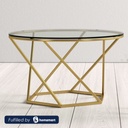 Steel and Glass Coffee Table Gold - 60x40 cm