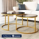 Steel and Glass Coffee Table Gold - 75x45 cm