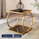 Steel and Glass Side Table Gold - 50x50 cm