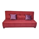 White Beech Wood and Velvet Fabric Sofa Bed - Red