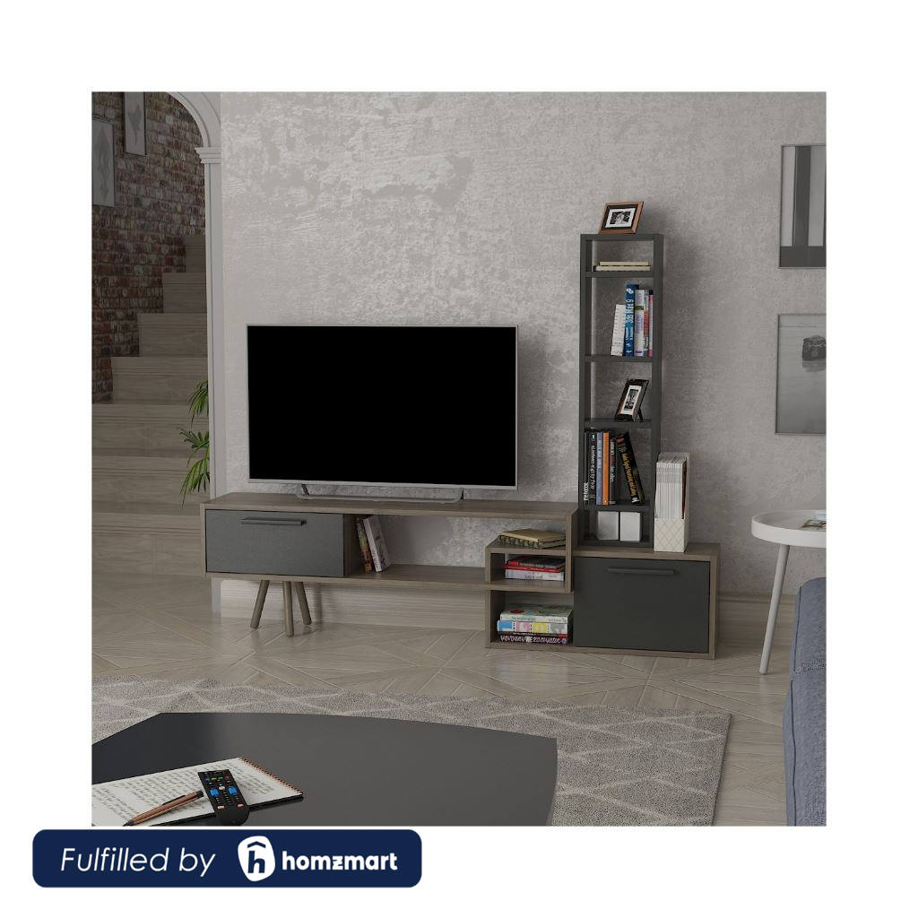 MDF Wood Gray and Beige Tv Unit - 167×133×30 cm