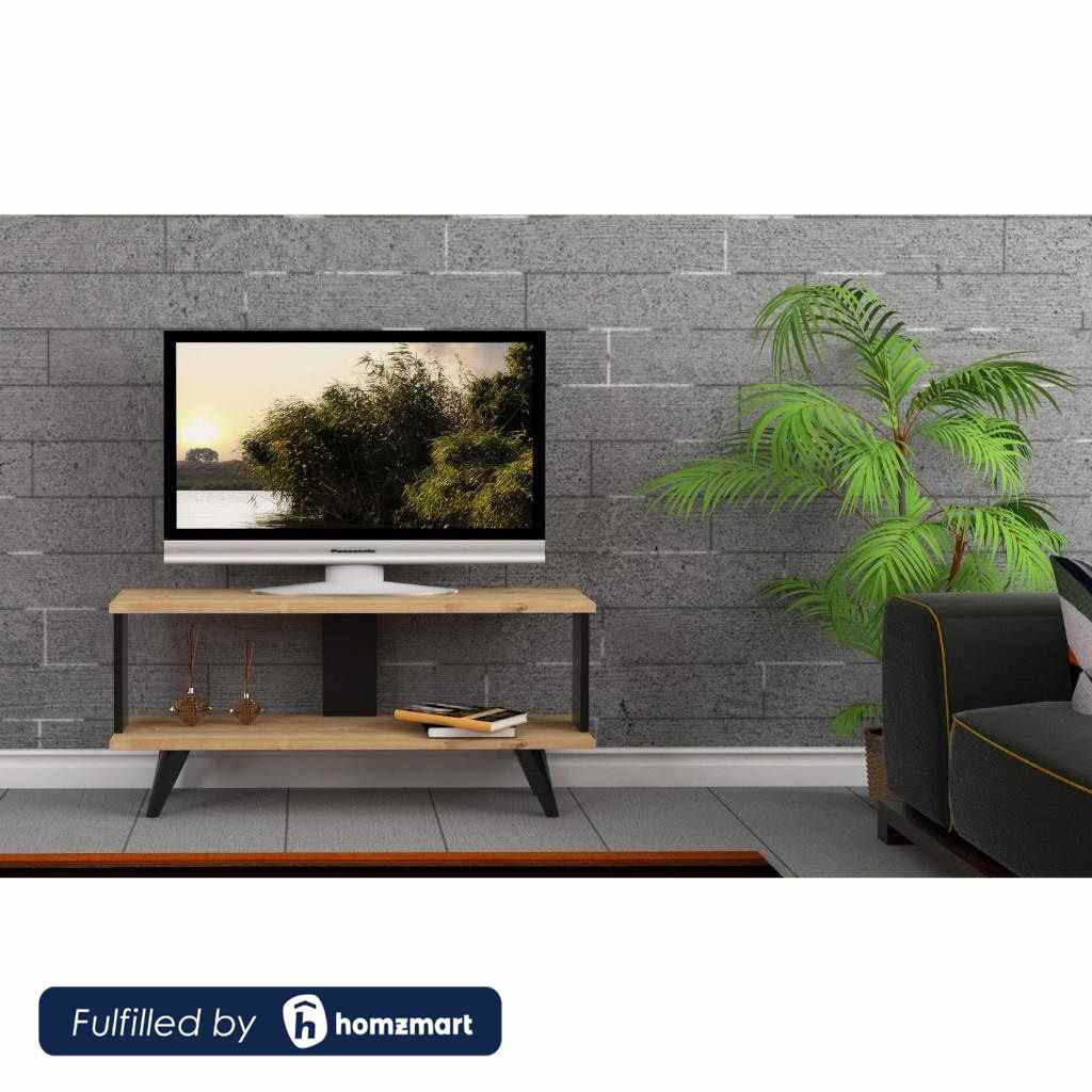 MDF Wood Black and Beige Tv Unit - 90×45×30 cm