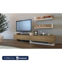 Spanish MDF Tv Set 3 pieces Brown and White - 180×35×45 cm