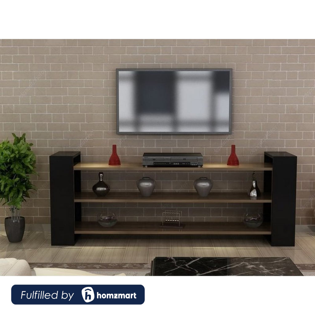 Spanish MDF Black and Beige Tv Unit - 150 × 30 × 60 cm