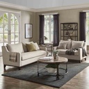 Beech Wood and Linen Fabric Modern Living Room 2 Pieces - Beige