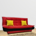 Muski Wood and Venice Fabric Sofa Bed - Black and Red