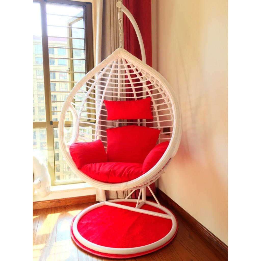 Plastic Rattan Single Hanging Chair - Beige