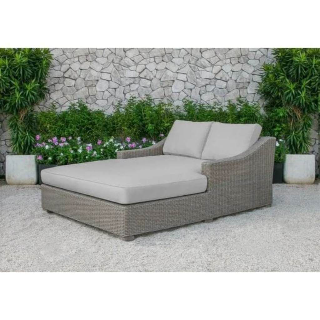 Rattan Plastic Chaise Longue - Beige