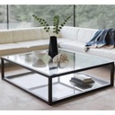 Steel and Glass Coffee Table Black - 40x90x100 cm