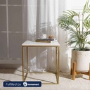 Steel and Marble Side Table Gold - 50x45x45 cm