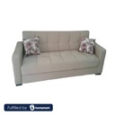 Muski Wood and Velvet Fabric Sofa Bed - Beige