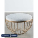 Steel Pouf - Grey and Gold